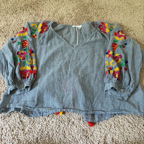 Anthropologie Floreat Soliel Embroidered Floral Blouse - Picture 2 of 7